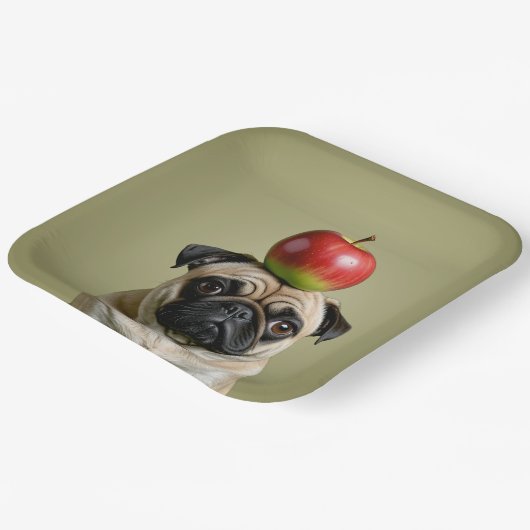 Mops Apple Pappteller (Gewinkelt)