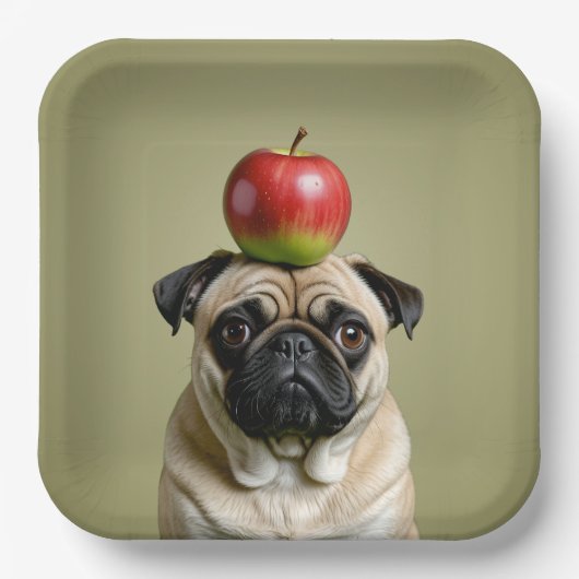 Mops Apple Pappteller (Vorderseite)
