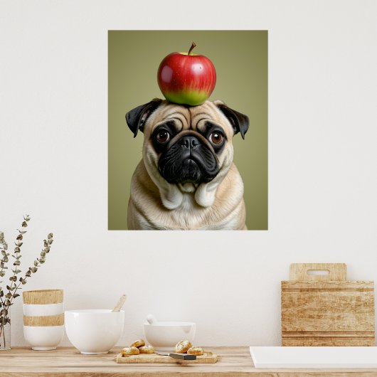 Mops Apple Poster (Küche)