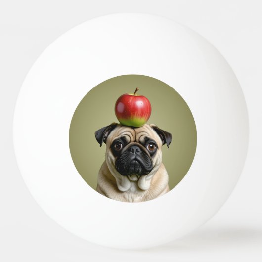 Mops Apple Tischtennisball (Vorderseite)