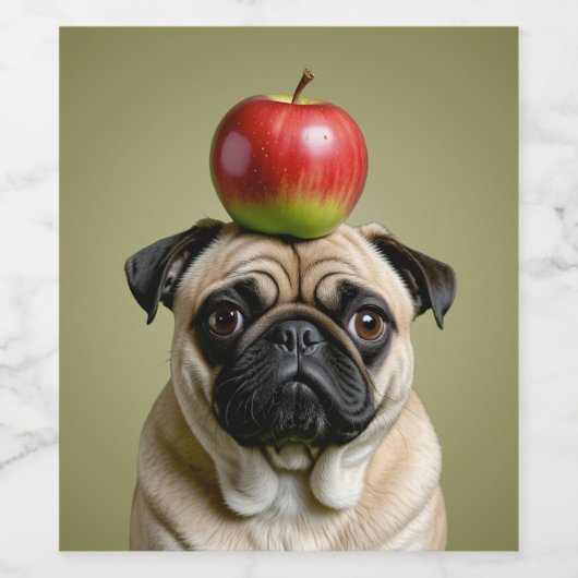 Mops Apple Weinetikett (Einzelnes Label)