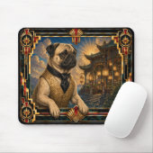 Mops, Art Deco Hund Mousepad (Mit Mouse)