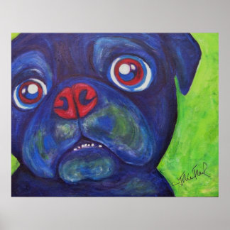 Mops Art "Pugsly Enthusiasm" Poster