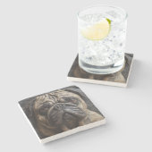 Mops Art Steinuntersetzer (Seitenansicht)