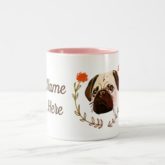 Mops Art Zweifarbige Tasse (Mittel)