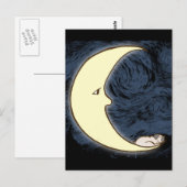 Mops auf dem Mond Postkarte (Vorne/Hinten)