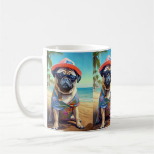 Mops auf dem Strand, Sommergeschenk für Hundeliebh Kaffeetasse