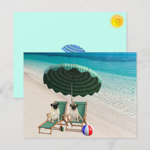 Mops auf der Beach Postcard Feiertagspostkarte