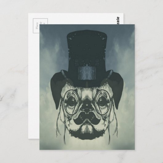 Mops auf einer Karte (Vorne/Hinten)