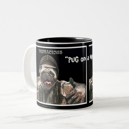 "MOPS auf einer TASSE" Tasse (Vorderseite Links)