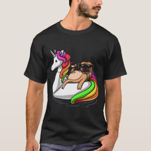 Mops auf Einhorn Schwimmfloat T-Shirt