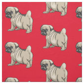 Mops auf hellrotem Hintergrund Stoff (Muster)