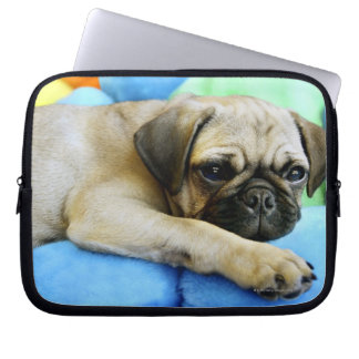 Mops auf Kissen Laptopschutzhülle