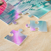 Mops auf rosa Flamingo-Schwimmkörper Puzzle (Seite)