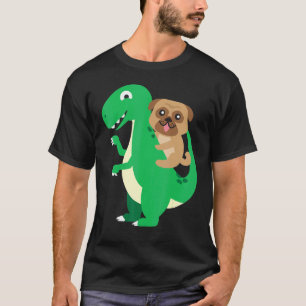 Mops auf T-Rex reitend Cooler Dinosaurier Dino Hun T-Shirt