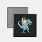 Mops auf T-Rex surft Dinosaurier Lustiger Hundebes Magnet (Vorderseite/Rückseite)