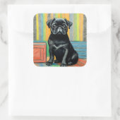 Mops-Aufkleber 3 "by3", matt oder glänzend, 6 Stüc Quadratischer Aufkleber (Tasche)