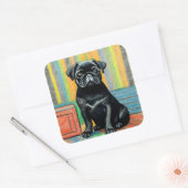 Mops-Aufkleber 3 "by3", matt oder glänzend, 6 Stüc Quadratischer Aufkleber (Umschlag)