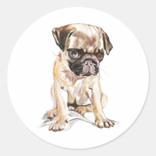 Mops Aufkleber – Klassischer runder Aufkleber, Hun