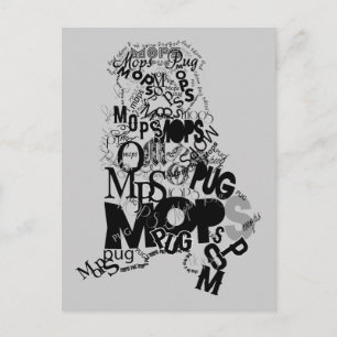 Mops aus Buchstaben is already in German, so the t Postkarte