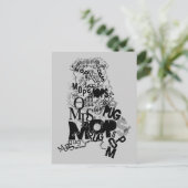 Mops aus Buchstaben Postkarte (Stehend Vorderseite)