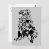 Mops aus Buchstaben Postkarte (Vorne/Hinten)
