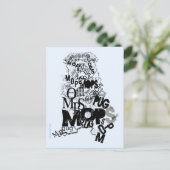 Mops aus Buchstaben Postkarte (Stehend Vorderseite)