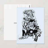 Mops aus Buchstaben Postkarte (Vorne/Hinten)