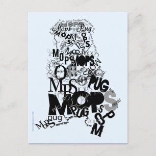 Mops aus Buchstaben Postkarte