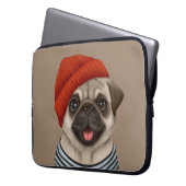 Mops aus rotem Hut Laptopschutzhülle (Vorderseite Links)