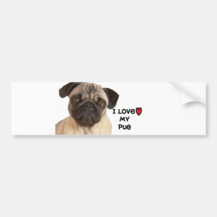 Mops-Autoaufkleber" ich Liebe mein Mops " Autoaufkleber