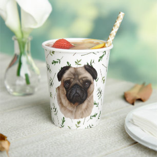 Mops Baby Dusche Wasserfarbe Thema Papiersorten Pappbecher