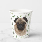 Mops Baby Dusche Wasserfarbe Thema Papiersorten Pappbecher (Vorderseite)