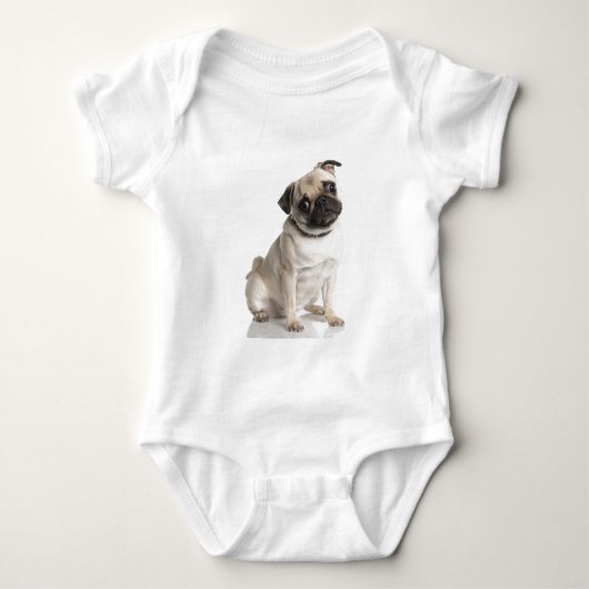 Mops Baby Strampler (Vorderseite)