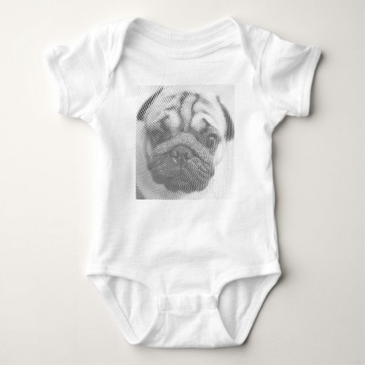 Mops Baby Strampler (Vorderseite)