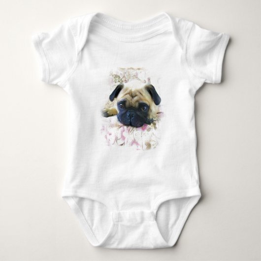 Mops Baby Strampler (Vorderseite)