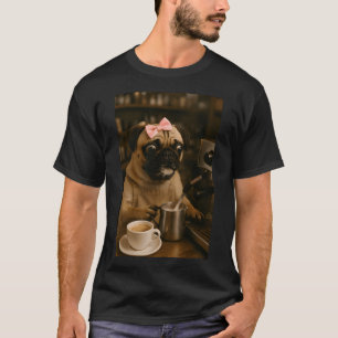 Mops-Barista, Süße Hundekunst, Kaffeeliebhaber, He T-Shirt