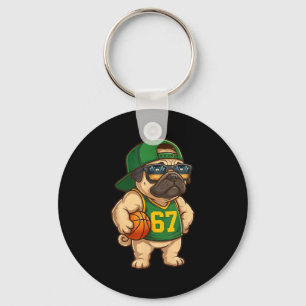 Mops-Basketball-Hund 67 Gen Alpha-Slang-Srts-Männe Schlüsselanhänger