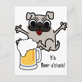 Mops Beer Time Postkarte
