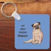 Mops Best Friend Individuelle Name kehrt zurück zu Schlüsselanhänger (Vorderseite)