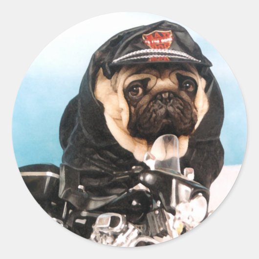 Mops Biker Stickers (Vorderseite)