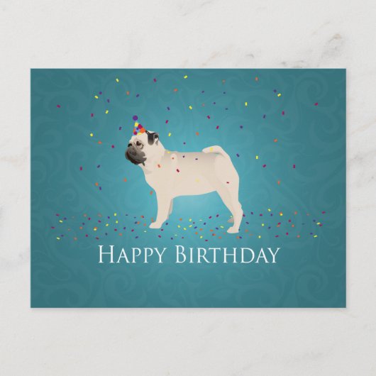 Mops Birthday Design Postkarte (Vorderseite)
