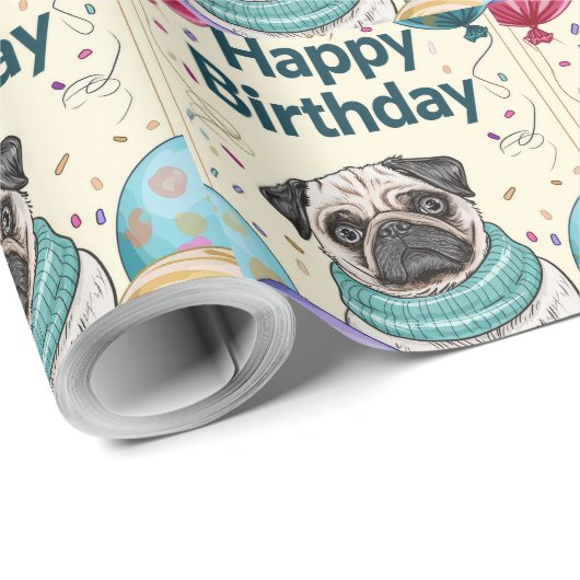 Mops Birthday Geschenkpapier (Rolleneckpunkt)
