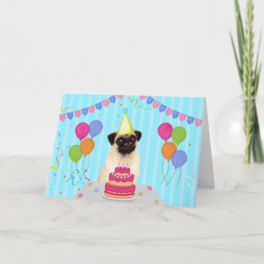 Mops Birthday Holiday Card Karte (Vorderseite)
