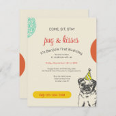 Mops Birthday Party Einladung (Vorne/Hinten)