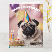 Mops Birthday Party Karte (Gelbe Blume)