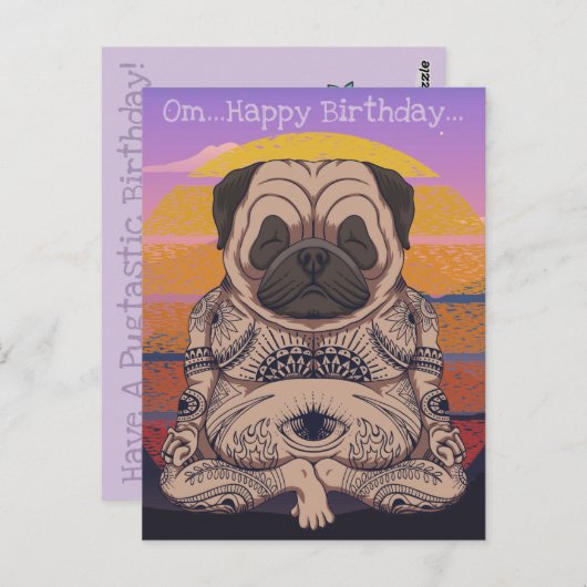 Mops Birthday Postkarte (Vorne/Hinten)