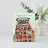 Mops Birthday Postkarte (Stehend Vorderseite)