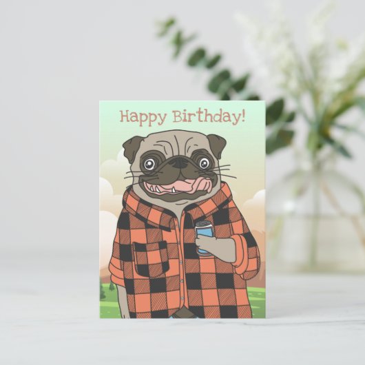 Mops Birthday Postkarte (Stehend Vorderseite)