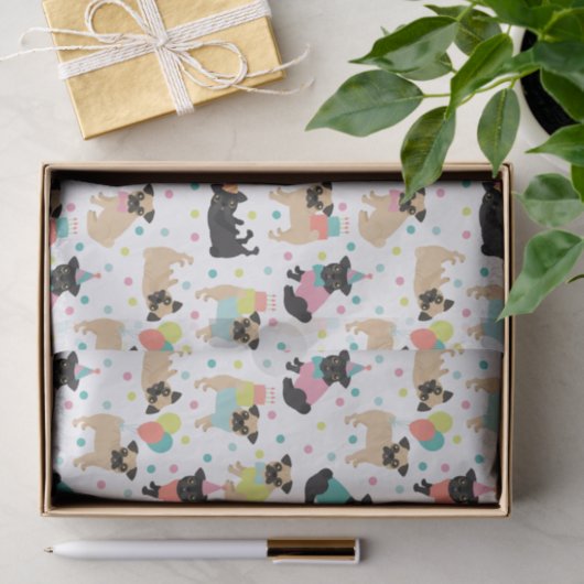 Mops Birthday Seidenpapier (Geschenk)